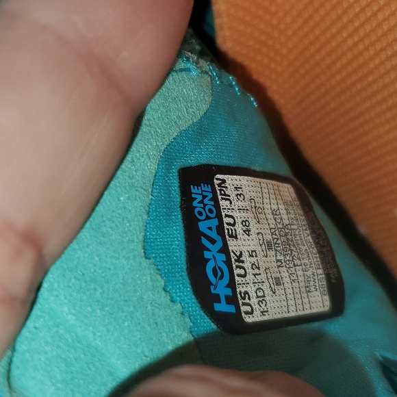 Hoka One One Zinal Running Shoes Mens 1119399 DLCR Blue Green Orange Siz… - Picture 9 of 9